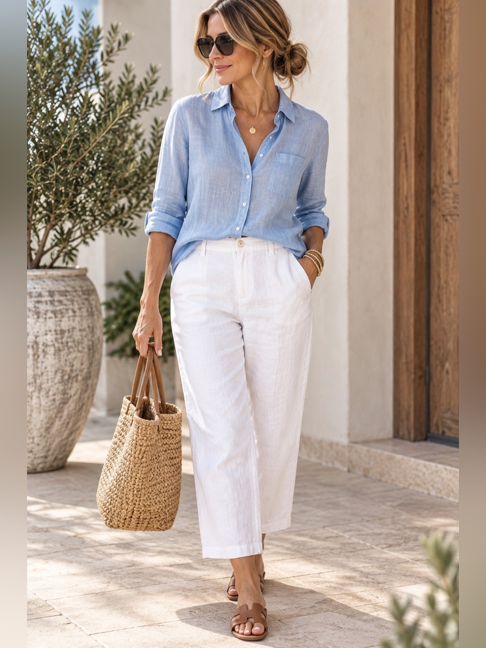 J.Jill Love Linen White 100% Linen Cropped Pants Size XL Coastal Casual